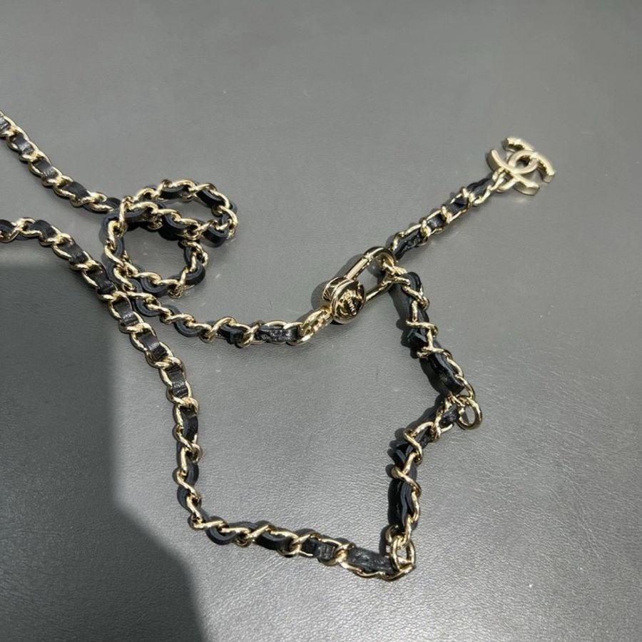 CHANEL 鏈條腰帶單肩包錢包迷你 斜挎包 Matrasse 黑色帆布-5