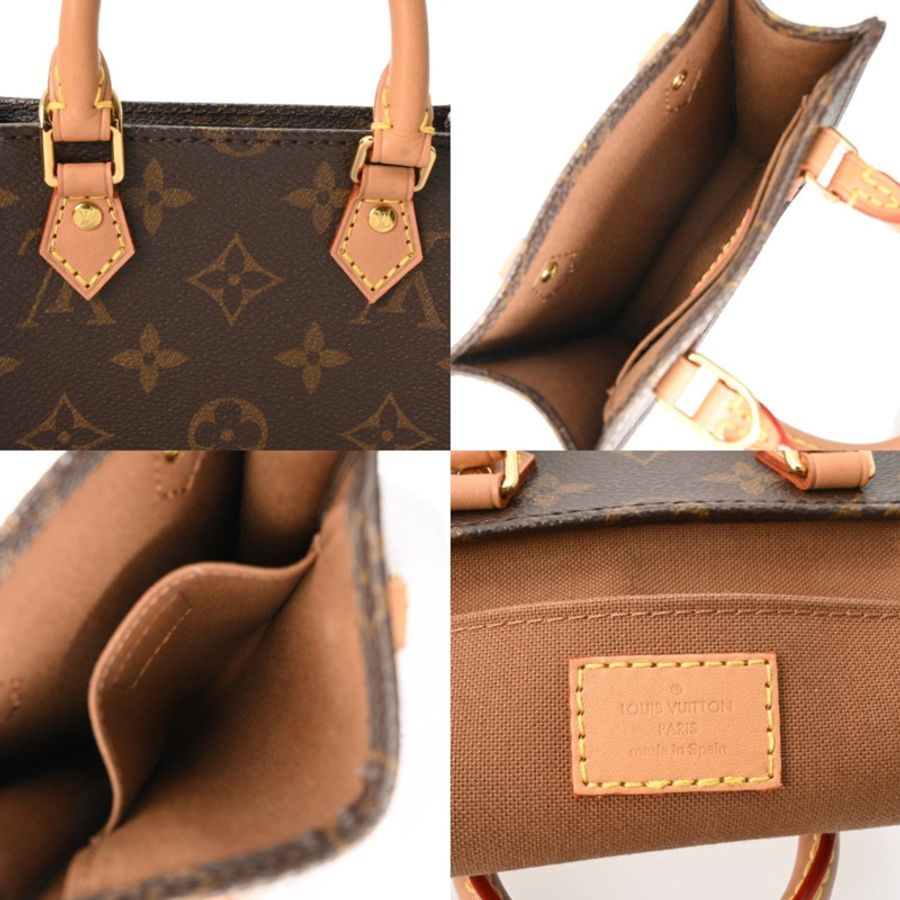 LOUIS VUITTON Monogram Petite Sac Plat(舊款)棕色 M69442 女士帆布手提包-9