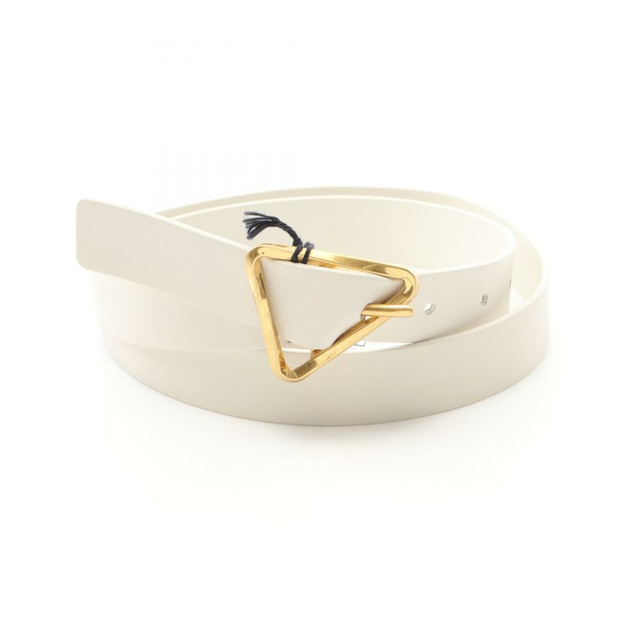 BOTTEGA VENETA Grasp Triangle 腰帶 679476VMAU3900990 皮革 白色 全新-0