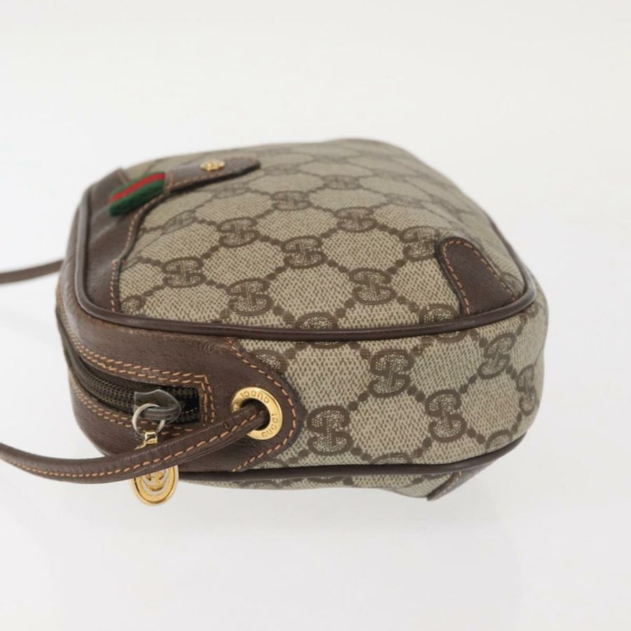 【日本直送】GUCCI GG Supreme Web Sherry Line 單肩包 PVC 米色 金色 紅色 正品 142847-3