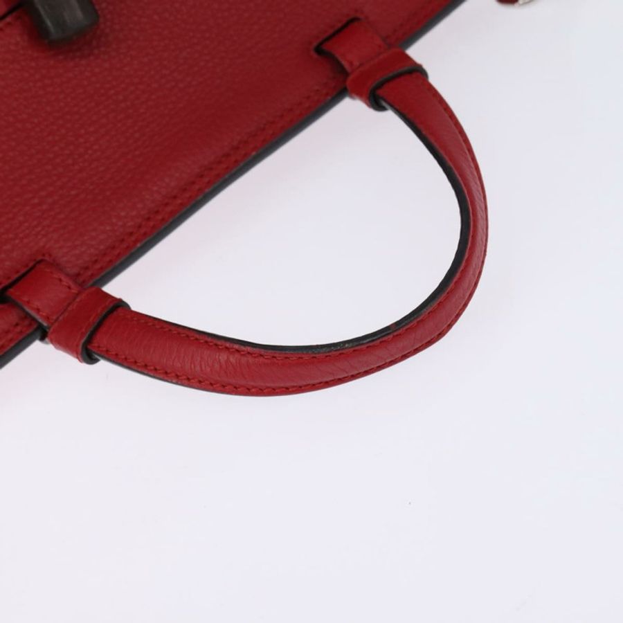 【日本直送】GUCCI 竹節日常手提包 皮革 兩用 紅色 銀色 392013 正品 BA6241-6