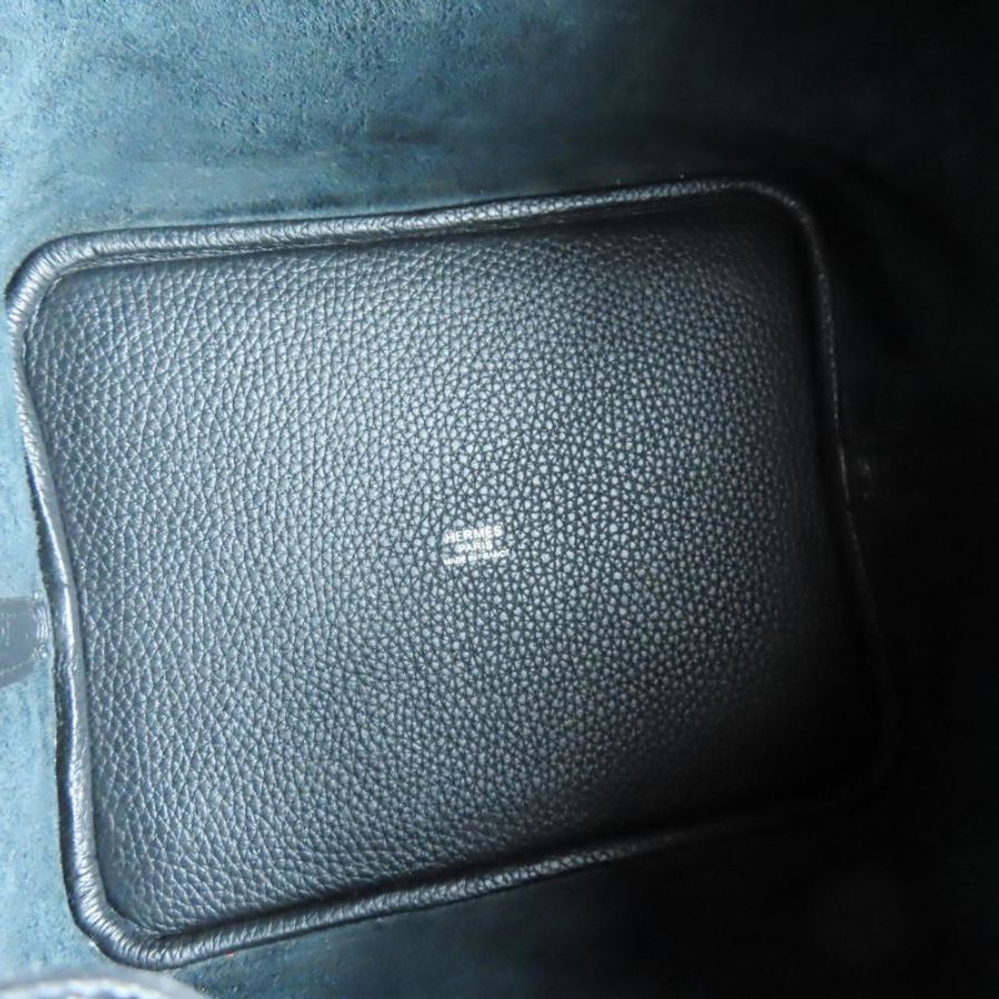 【巴黎站二手名牌專賣店】*現貨*HERMES 愛馬仕 真品*Y刻 PICOTIN 22黑色牛皮銀釦手提包 菜籃子-3