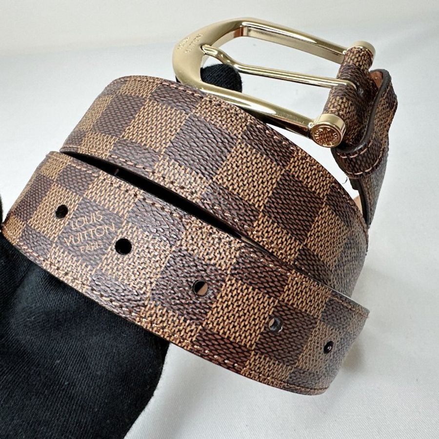 LV Damier Ebene金扣棋盤格皮帶-4