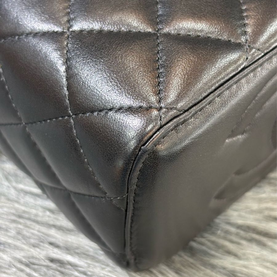 CHANEL AP2846 VANITY CASE COCO HANDLE 黑色羊皮金鍊 化妝包化妝箱長盒子斜背包-6