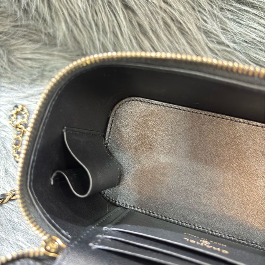 CHANEL AP2846 VANITY CASE COCO HANDLE 黑色羊皮金鍊 化妝包化妝箱長盒子斜背包-34