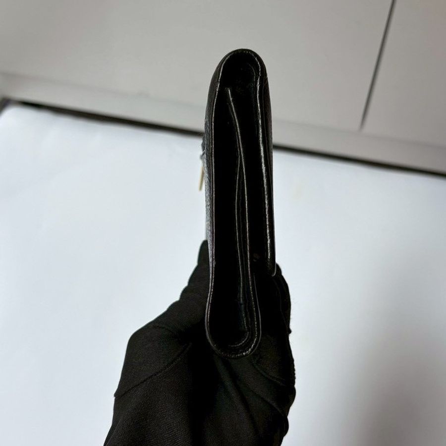 Chanel 黑荔枝皮三折中夾-6
