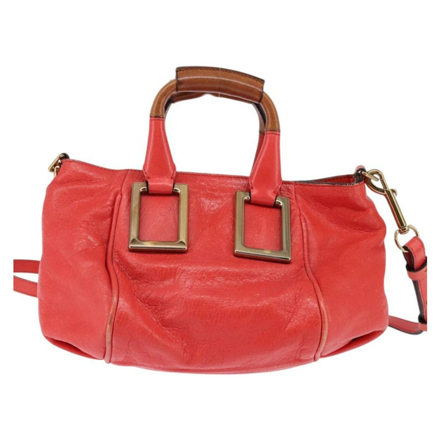 【日本直送】Chloe Etel 手提包 皮革 2way 紅色金色 正品 th6324-1