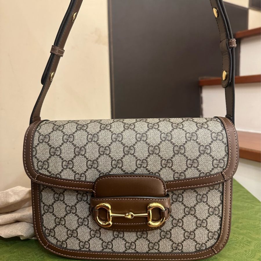 GUCCI 咖花紋 1955肩背包 GM-0