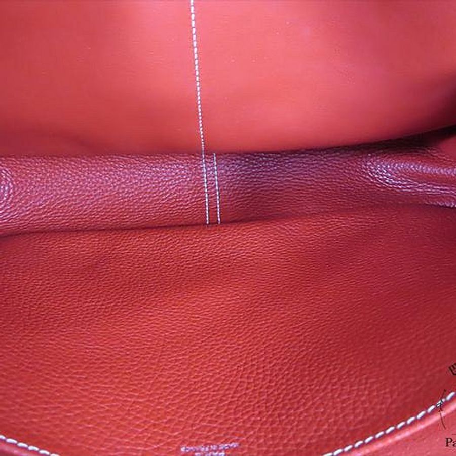 【巴黎站二手名牌專賣店】*現貨*HERMES 愛馬仕 真品*T刻紅色小牛皮HALZAN 31銀釦手提斜背包-3