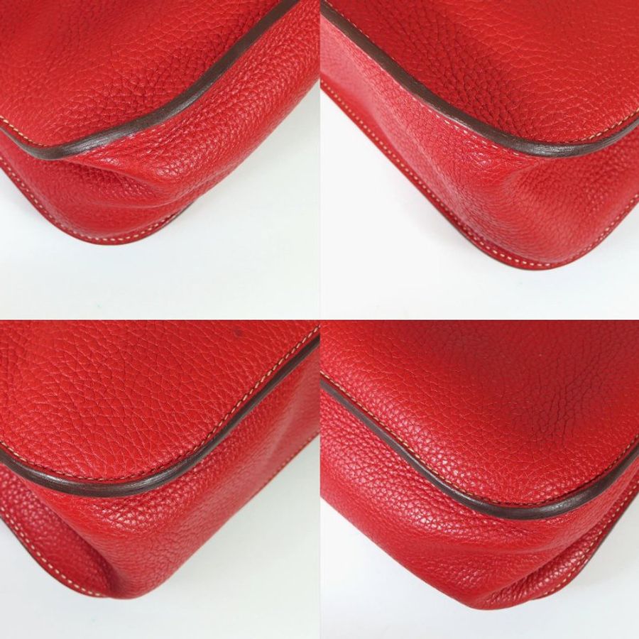 【巴黎站二手名牌專賣店】*現貨*HERMES 愛馬仕 真品*T刻紅色小牛皮HALZAN 31銀釦手提斜背包-4