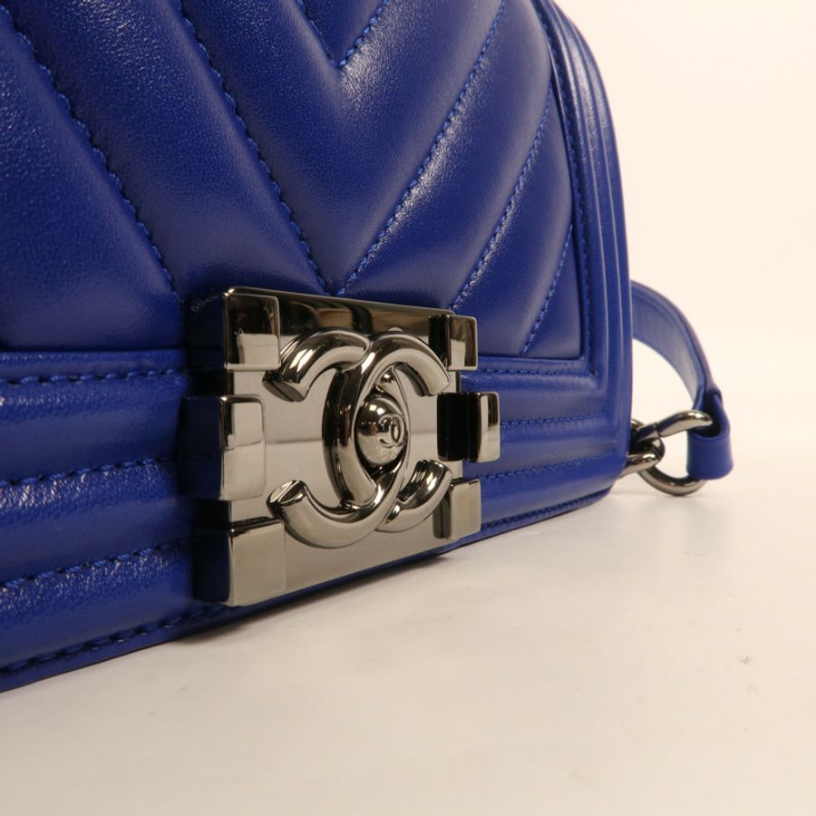 CHANEL 【激減優惠】牛皮皮革Boy Chanel 20cm銀扣鏈帶肩背袋-13