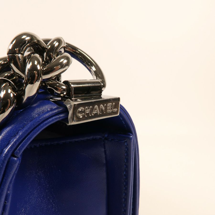 CHANEL 【激減優惠】牛皮皮革Boy Chanel 20cm銀扣鏈帶肩背袋-14