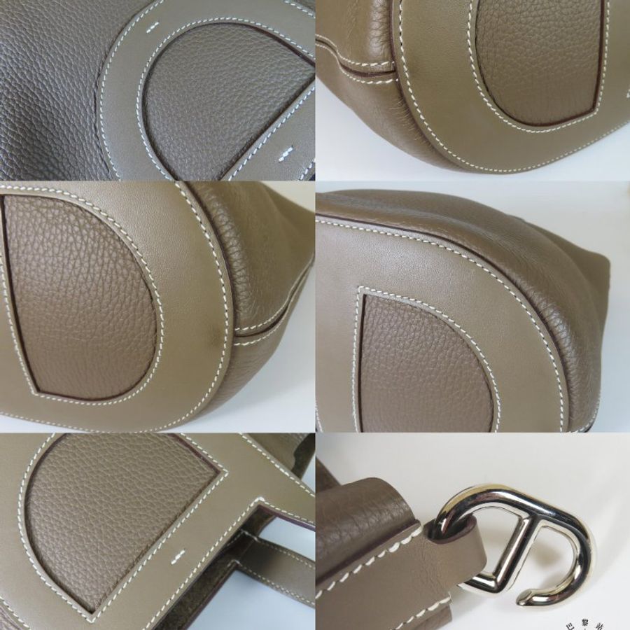 【巴黎站二手名牌專賣店】*現貨*HERMES 愛馬仕 真品*B刻大象灰銀釦In the Loop23豬鼻子菜籃子水桶手提包-3