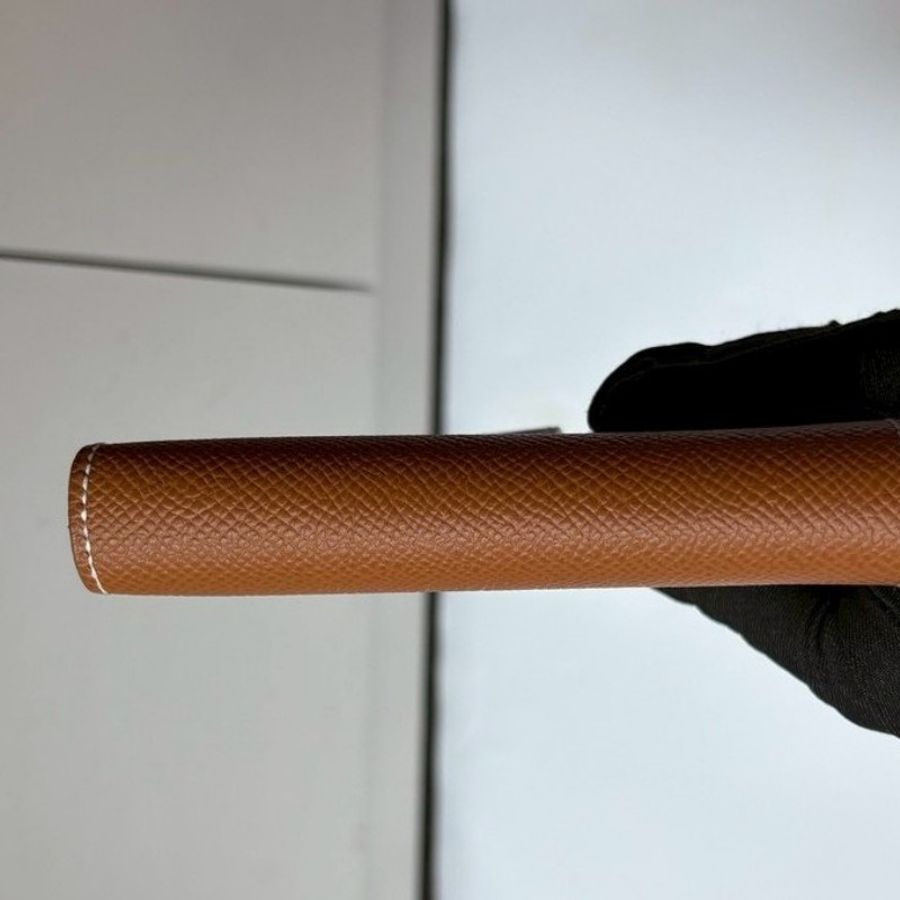 Hermes 金釦棕色皮bearn H 中夾-10