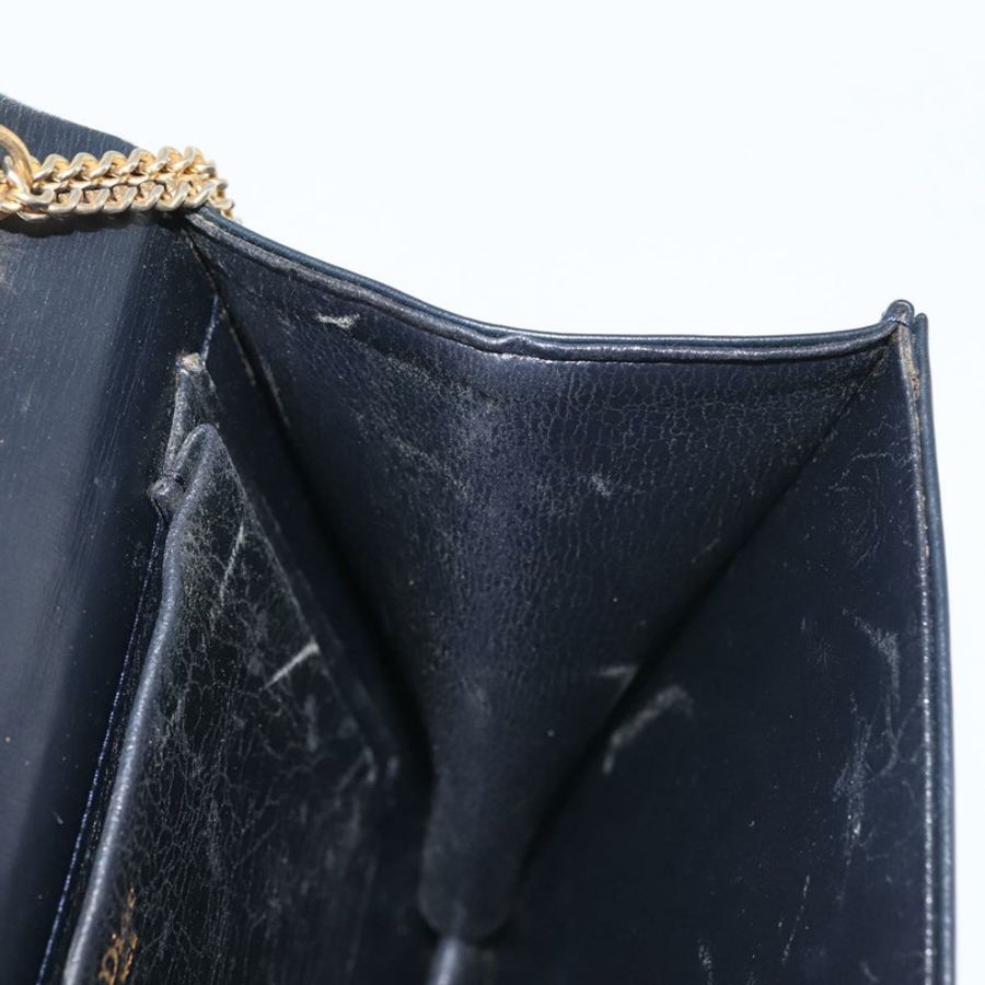 【日本直送】Christian Dior 鏈條肩背包 皮革 海軍藍 金色 正品 BA6234-18