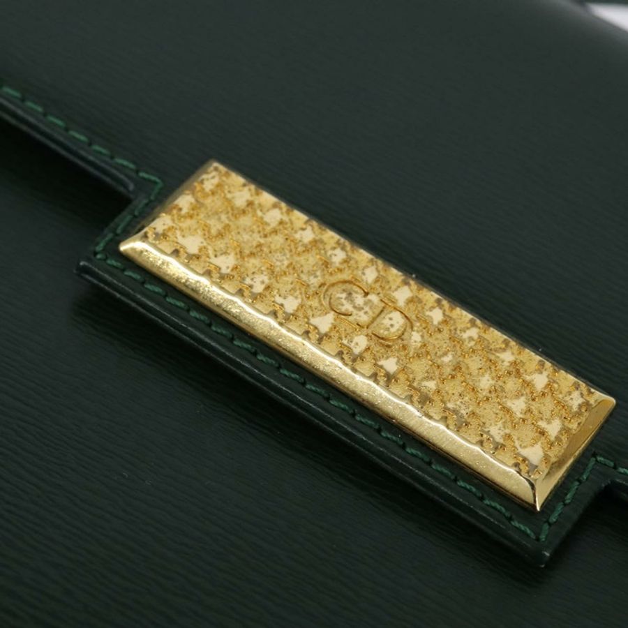 【日本直送】Christian Dior 皮革肩背包 綠色 金色 正品 BA6365-16