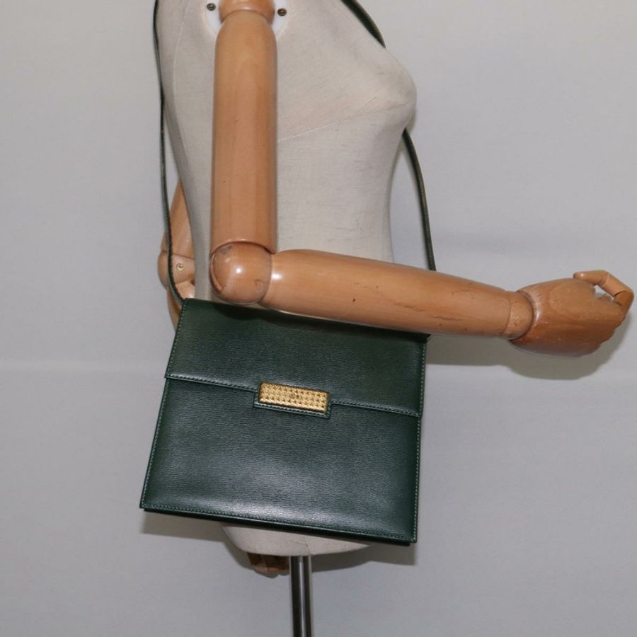 【日本直送】Christian Dior 皮革肩背包 綠色 金色 正品 BA6365-21