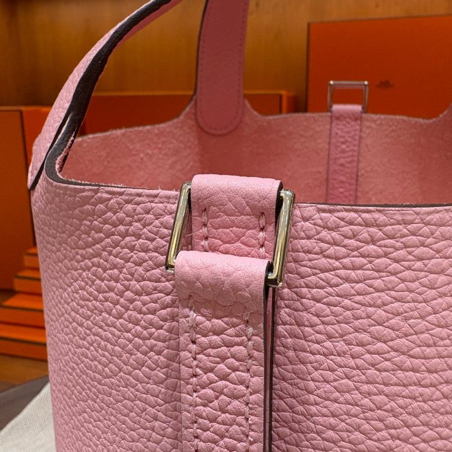 HERMÈS Picotin Lock 18 愛馬仕菜籃包|櫻花粉 B刻 銀扣|TC皮底釘未拆膜|保值精品-11
