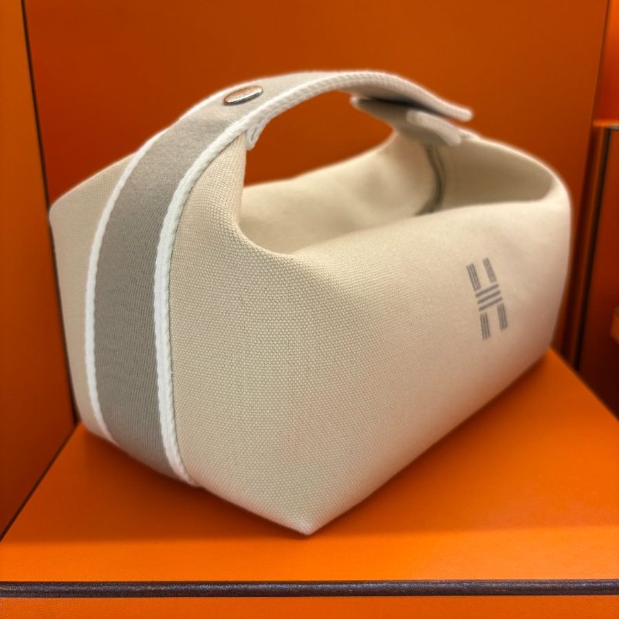 Hermès Bride-a-Brac 愛馬仕收納包|米色帆布飯盒便當袋|萬用袋 手提包 (小號)-5