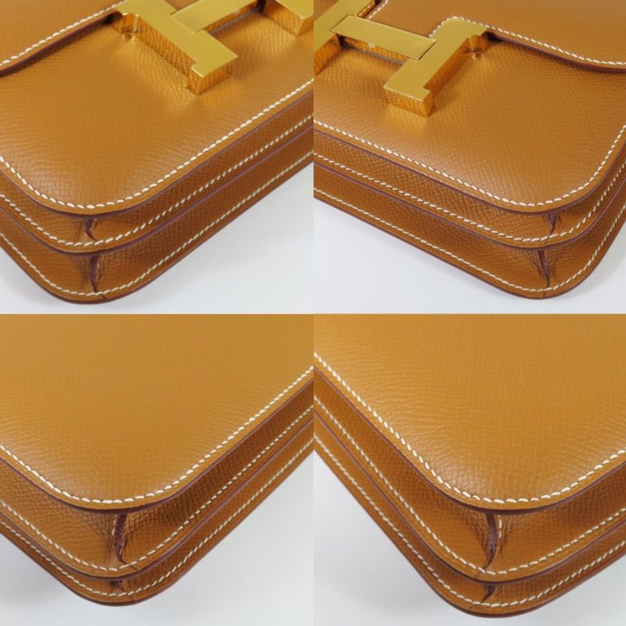 【巴黎站二手名牌專賣店】*現貨*HERMES 愛馬仕 真品*B刻MINI Constance 18金棕色金H康康肩背斜背包-5
