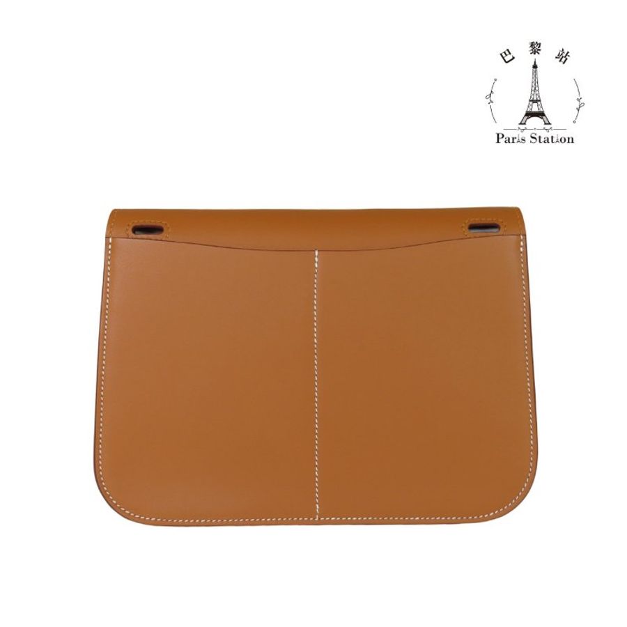 【巴黎站二手名牌專賣店】*全新現貨*HERMES 愛馬仕 真品*W刻MINI HALZAN金棕色銀釦斜背肩背包-1