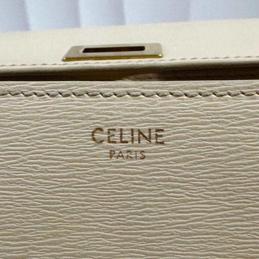 Celine經典豆腐包復古方扣牛皮Teen Box中號單肩包牙簽紋-4
