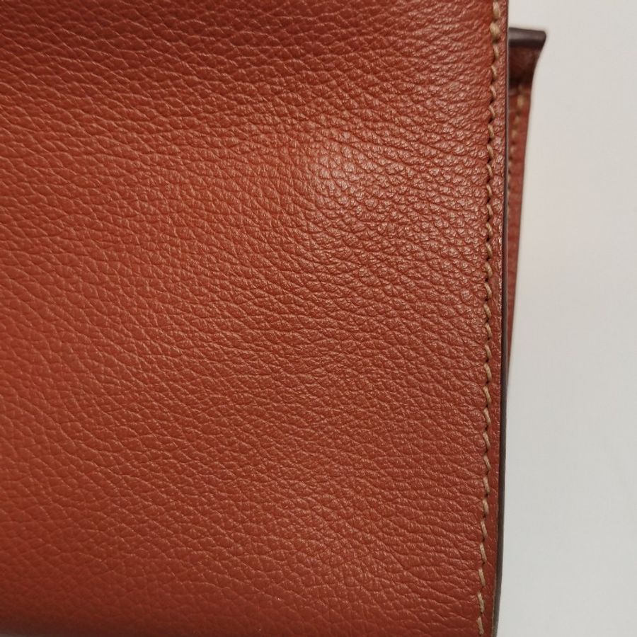 Hermes Clic H21低調側邊H Logo斜挎包單肩包Evercolor牛皮金扣6C南瓜色Y刻-14