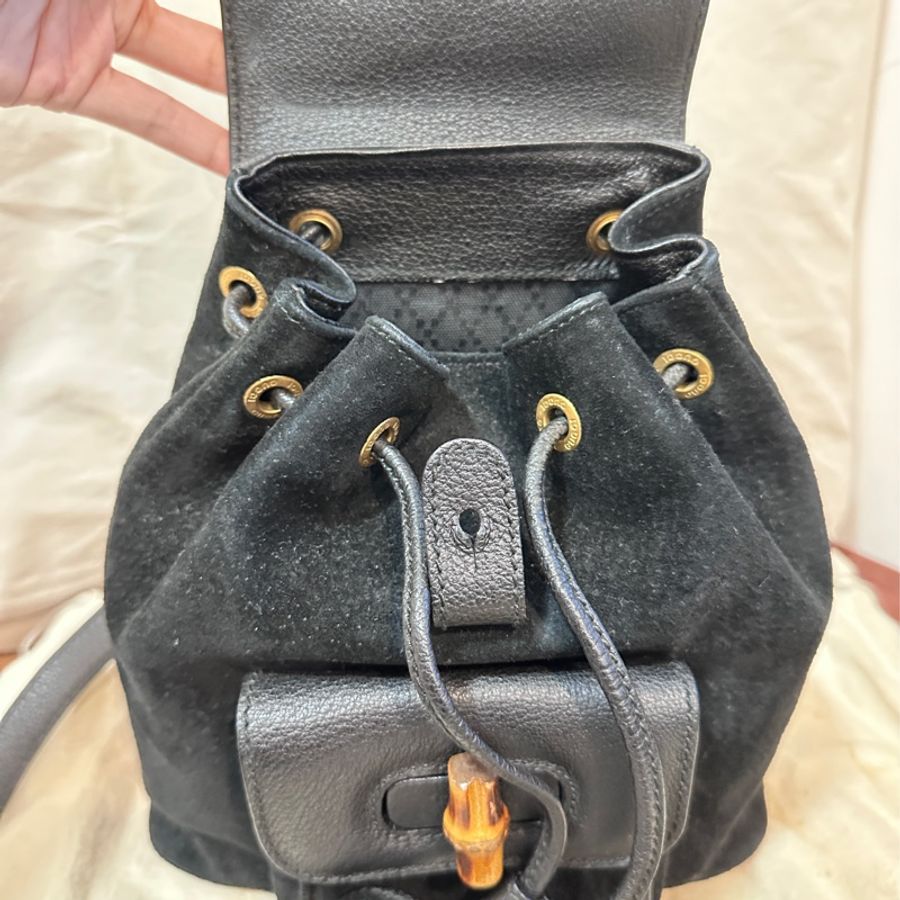 Gucci 竹節 麂皮 後背包-1
