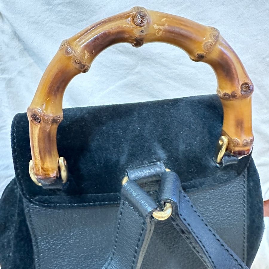 Gucci 竹節 麂皮 後背包-7