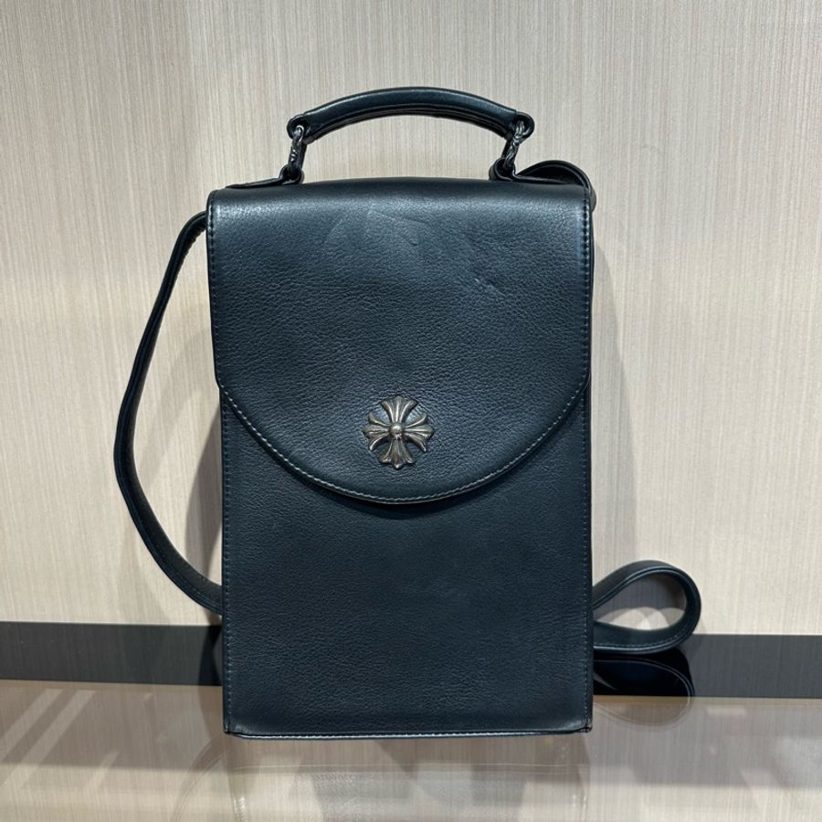 Chrome Hearts 克罗心 黑色盒子包 长方形十字架银扣相机包 单肩包-0