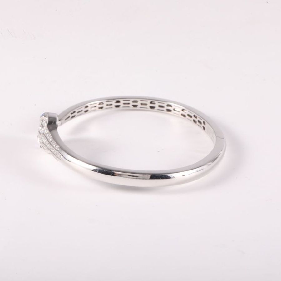 18K白金鑽石白金SERPENTI SEDUTTORI鎏光蛇影藍寶石開口手鐲18K/-3