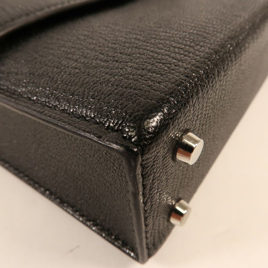 HERMES Chevre皮革Mini Verrou銀扣肩背袋-4