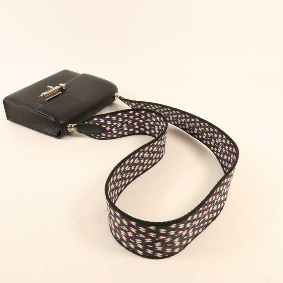 HERMES Chevre皮革Mini Verrou銀扣肩背袋-8