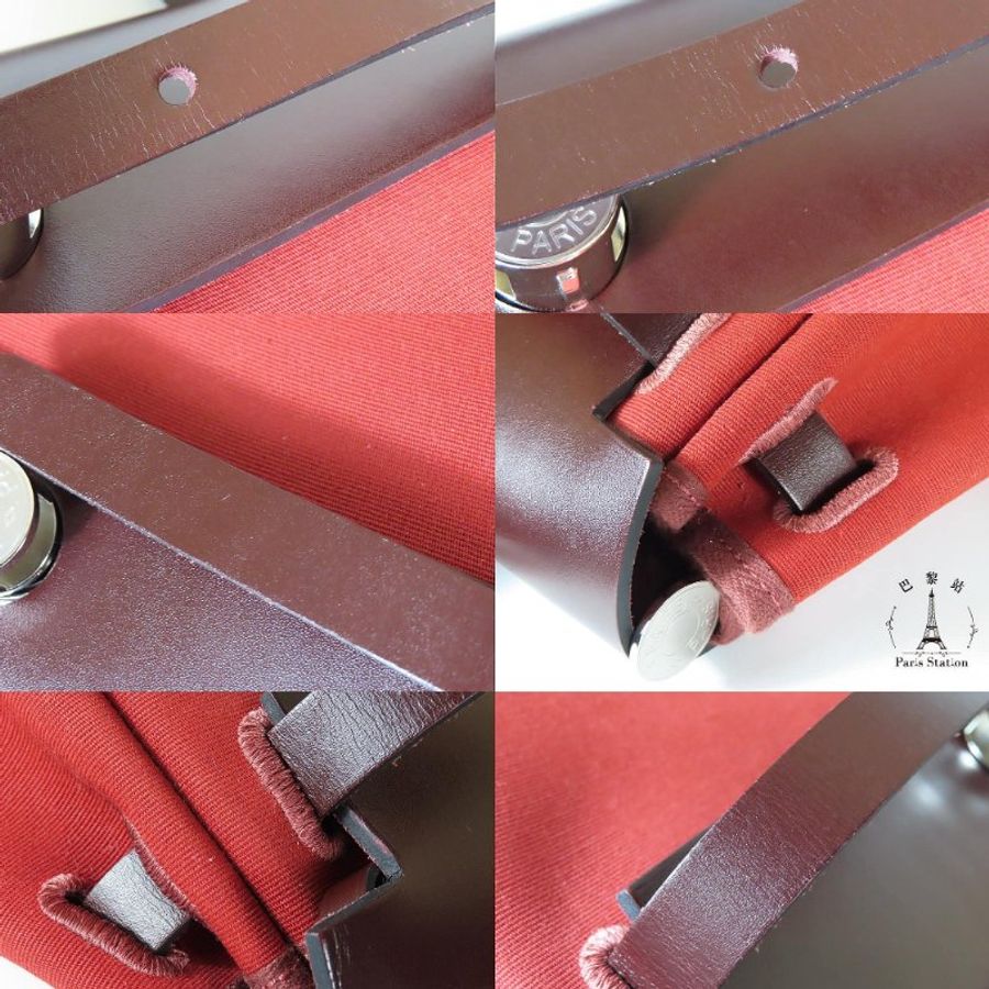 【巴黎站二手名牌專賣店】*現貨*HERMES 愛馬仕 真品*U刻HERBAG31磚紅色帆布咖啡色皮革手提肩背包-5