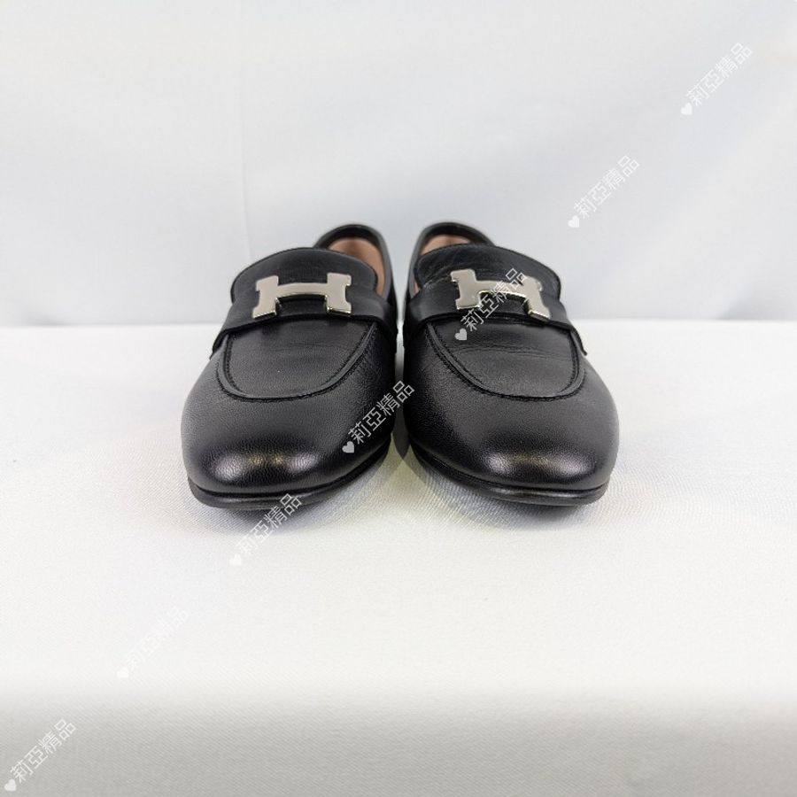 莉亞精品♡Hermes H黑銀樂福鞋 尺碼37-6