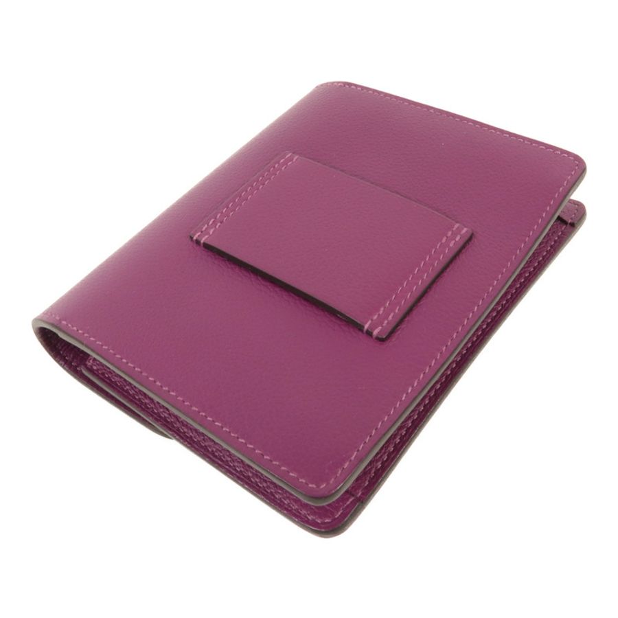 HERMES 【激減優惠】Evercolour皮革Roulis Slim銀扣錢包Anemone-4