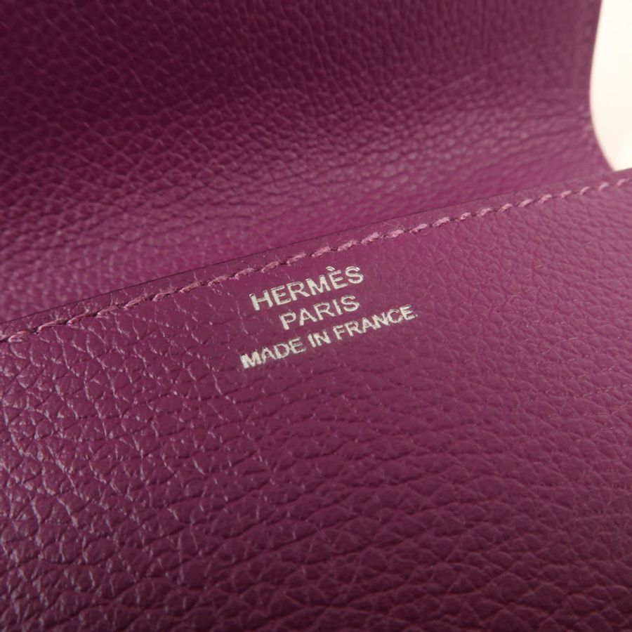 HERMES 【激減優惠】Evercolour皮革Roulis Slim銀扣錢包Anemone-5