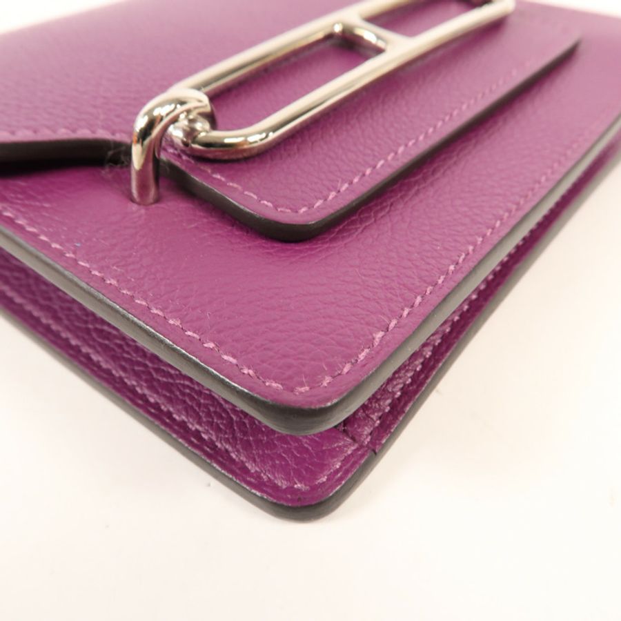 HERMES 【激減優惠】Evercolour皮革Roulis Slim銀扣錢包Anemone-9