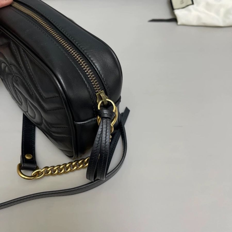 全網最低價🫣Gucci古馳marmont小號黑金相機包單肩斜挎包📷-6