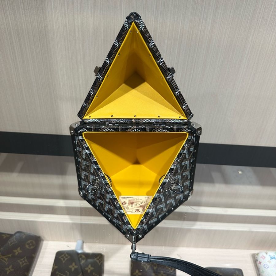 戈雅GOYARD Dé 老花满印锁扣开合 帆布拼皮 手腕包-8