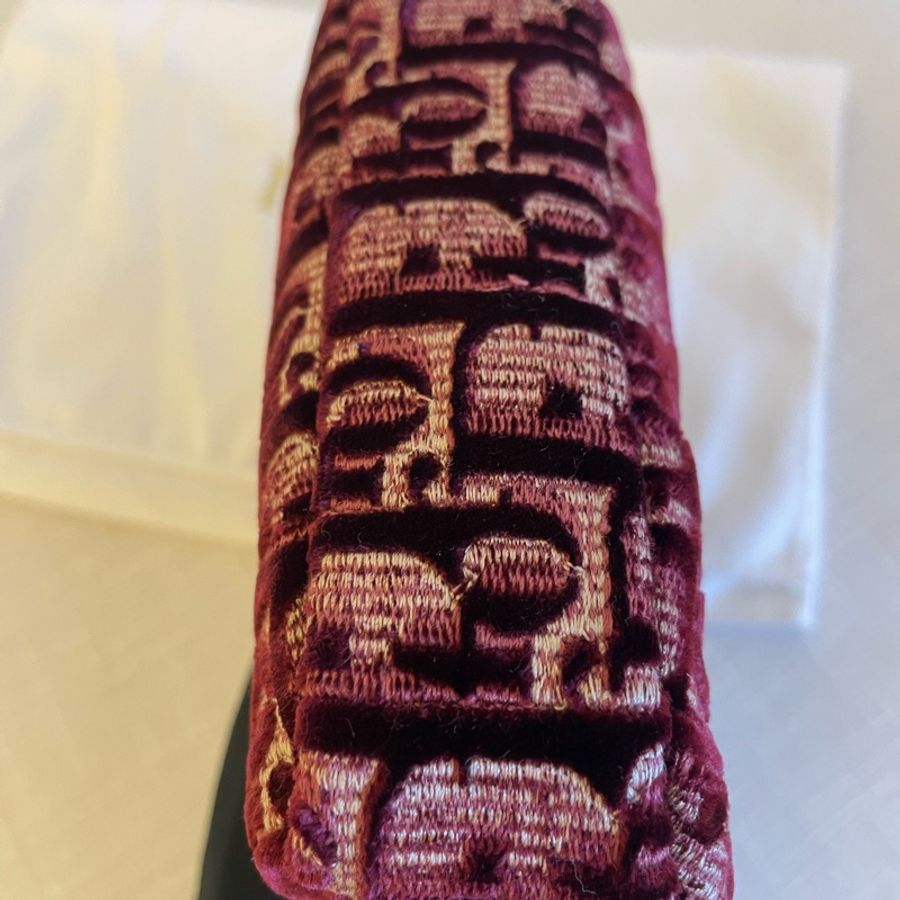 DIOR 酒紅色 化妝包老花天鵝絨 化妝包-4