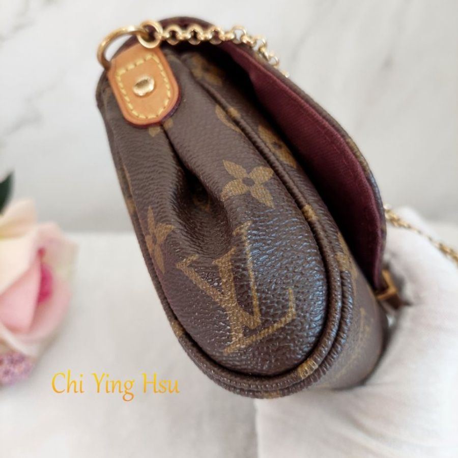 LV 經典老花M40717 🎀現品實拍 🎀 Favorite PM (小) 經典花紋鍊條肩背包 斜背包~二手-25