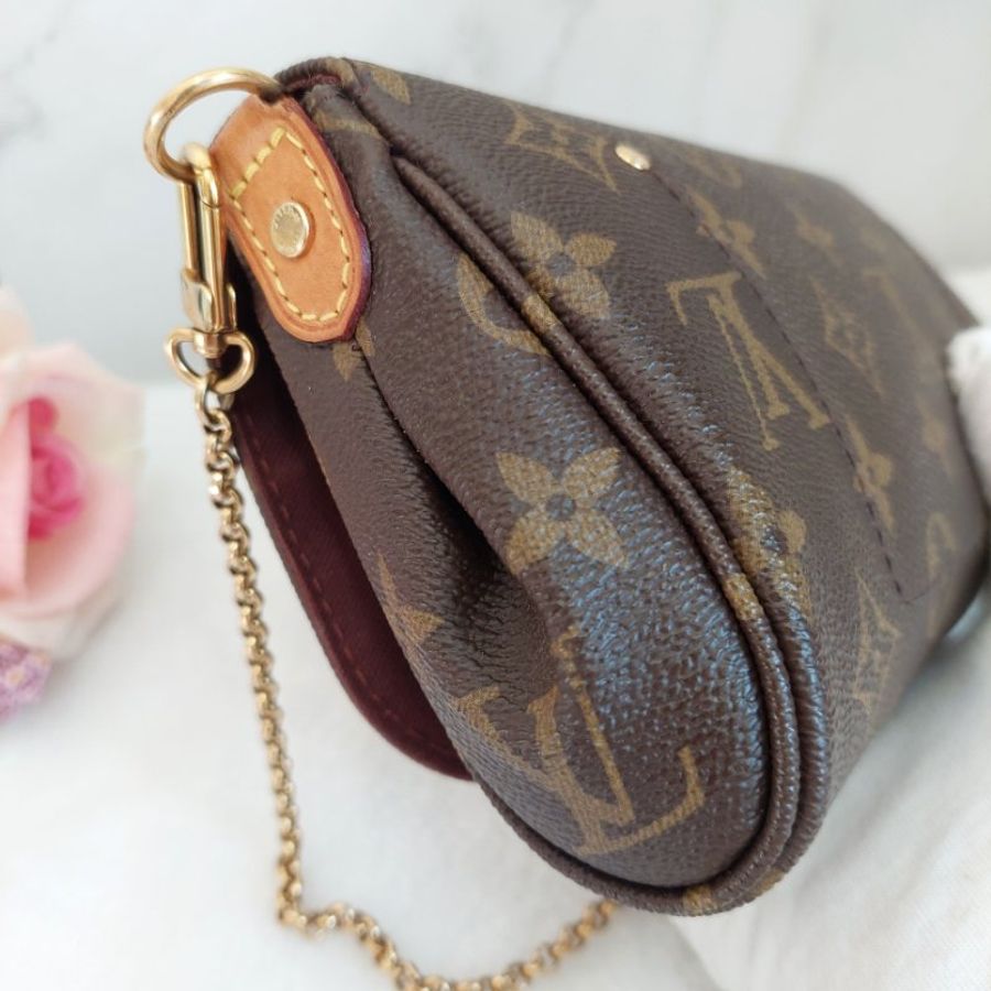 LV 經典老花M40717 🎀現品實拍 🎀 Favorite PM (小) 經典花紋鍊條肩背包 斜背包~二手-26