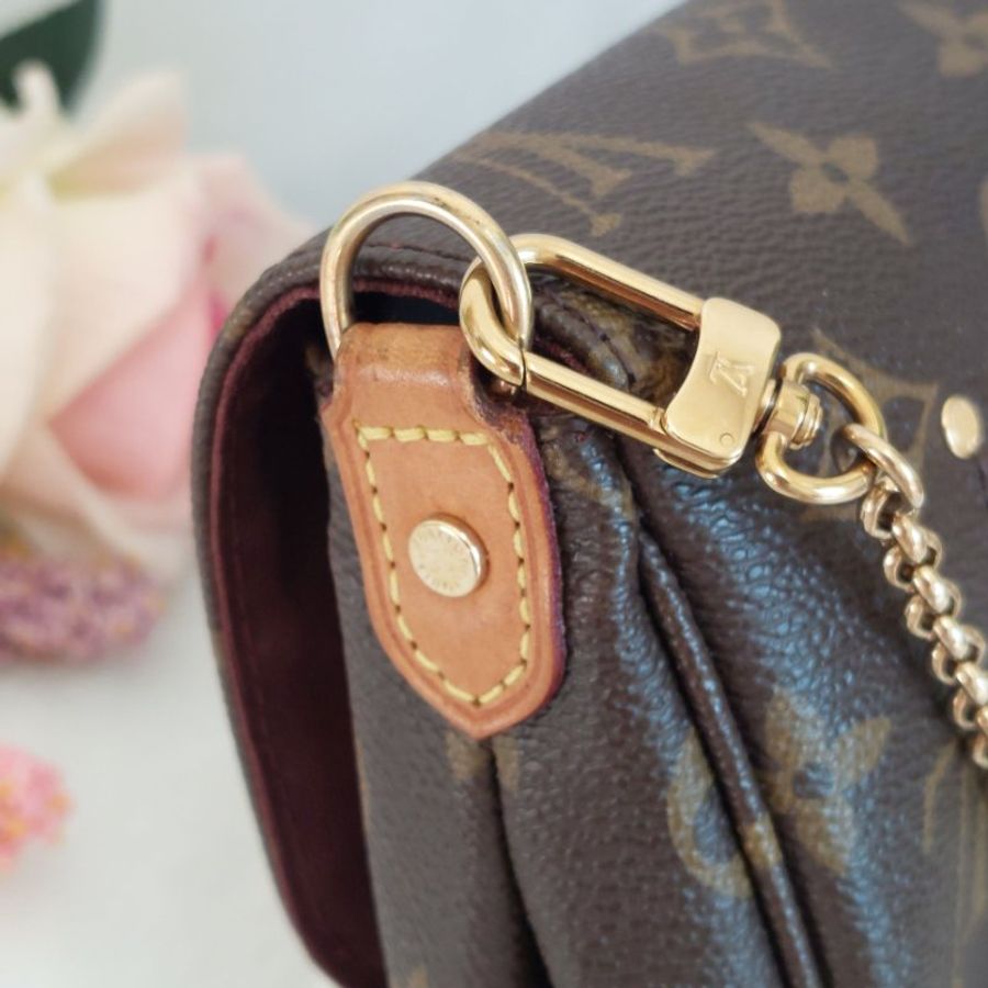 LV 經典老花M40717 🎀現品實拍 🎀 Favorite PM (小) 經典花紋鍊條肩背包 斜背包~二手-27