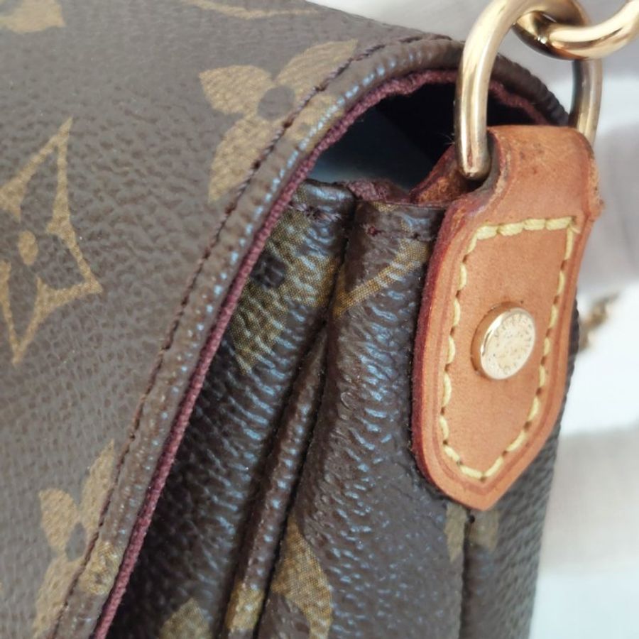 LV 經典老花M40717 🎀現品實拍 🎀 Favorite PM (小) 經典花紋鍊條肩背包 斜背包~二手-30