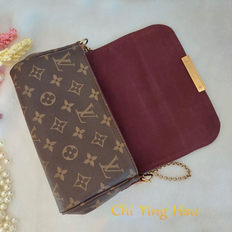LV 經典老花M40717 🎀現品實拍 🎀 Favorite PM (小) 經典花紋鍊條肩背包 斜背包~二手-32