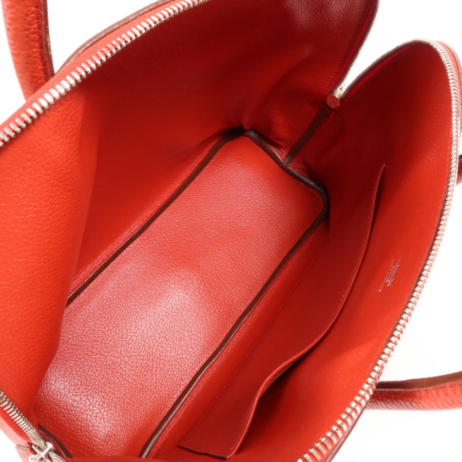 HERMES Togo皮革Bolide 1923 30銀扣手挽袋Rouge Garance-4
