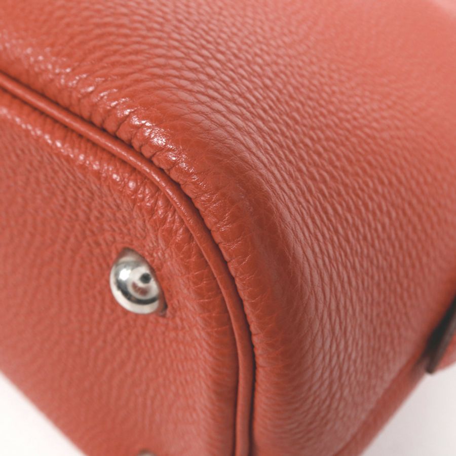 HERMES Togo皮革Bolide 1923 30銀扣手挽袋Rouge Garance-10