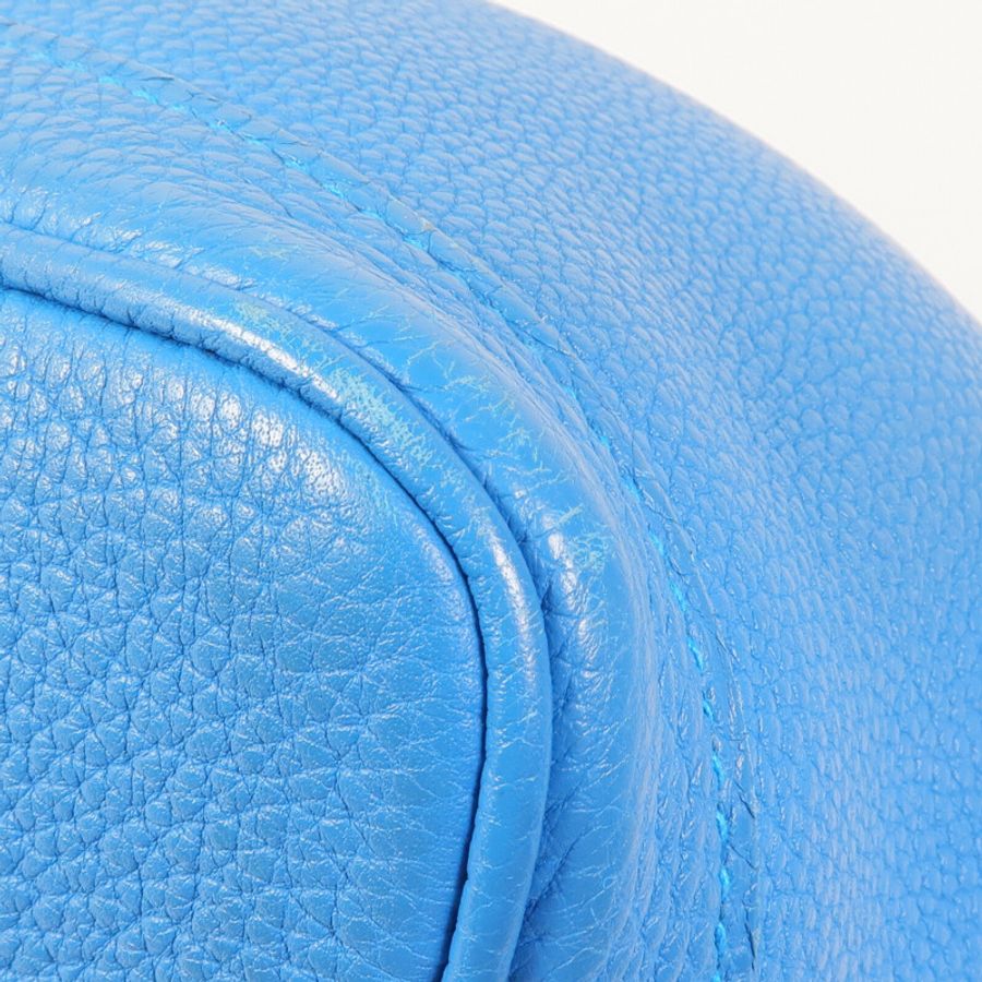 HERMES 【激減優惠】Clemence皮革Garden Party TPM銀扣手挽袋Turquoise-10