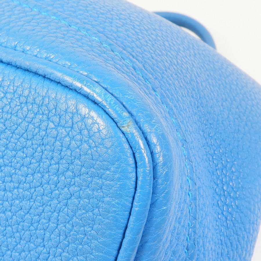 HERMES 【激減優惠】Clemence皮革Garden Party TPM銀扣手挽袋Turquoise-12